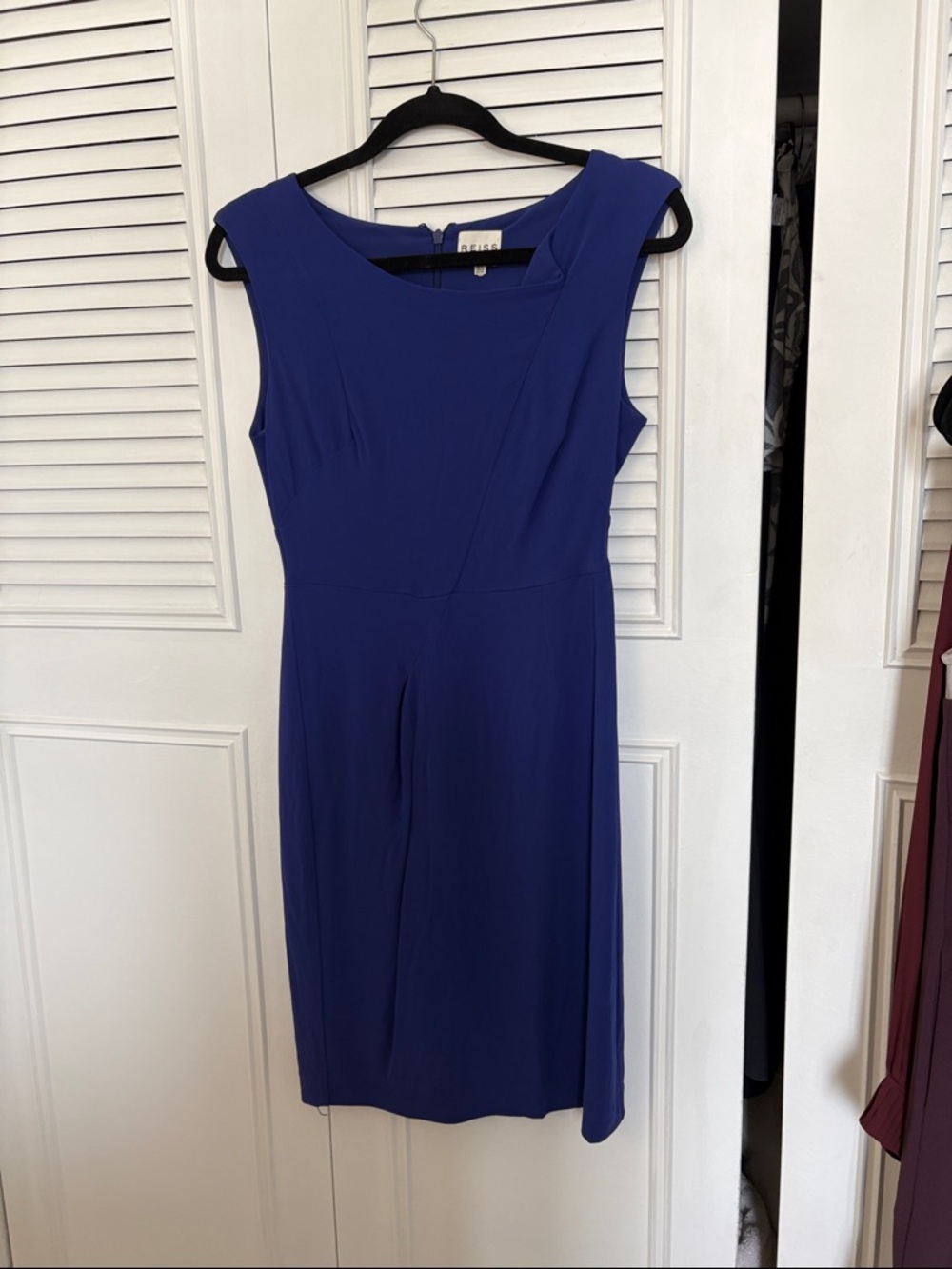 Reiss Sleeveless Cobalt Midi Sheath Dress